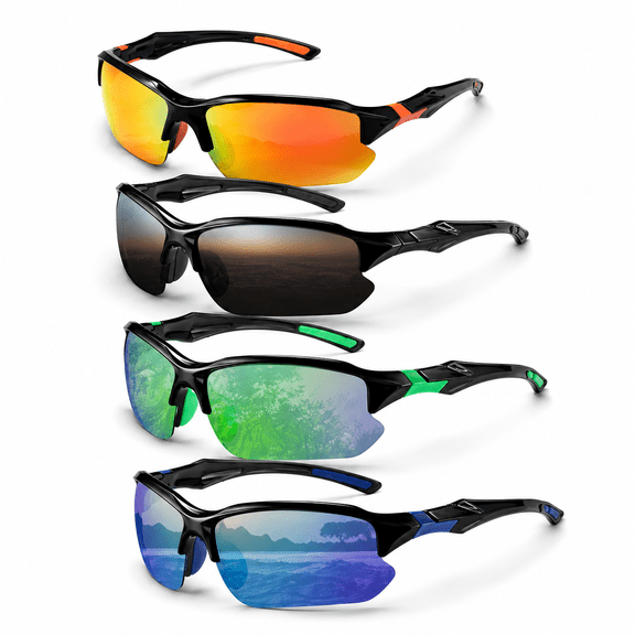 Men's Sports Polarized Sunglasses - UV Protection, Lightweight Half-Frame Goggles