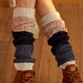 thumbnail image 5 of 3 Calentadores de piernas de punto de cable grueso de invierno para mujer, estilo japonés, triple costura en bloques de colores, cubierta de puños de botas, lana sintética, calcet, 5 of 5