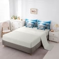 thumbnail image 3 of jejeloiu Calm Pebble Beach 7 Pieces Full Size Bedding Sets For Girls,Blue Stone Ocean Print Full Size Bed in a Bag,Light Blue,Light Gray Reversible, 3 of 7