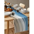 thumbnail image 6 of ERUNPONLY Blue Brown Table Runner - 60 Inch Long Gradient Geometric White Water Stripes Modern Cotton and Linen Blended Dress Scarves Farmhouse Table Runner for Kitchen Dining, Coffee Table, 13"x60", 6 of 8