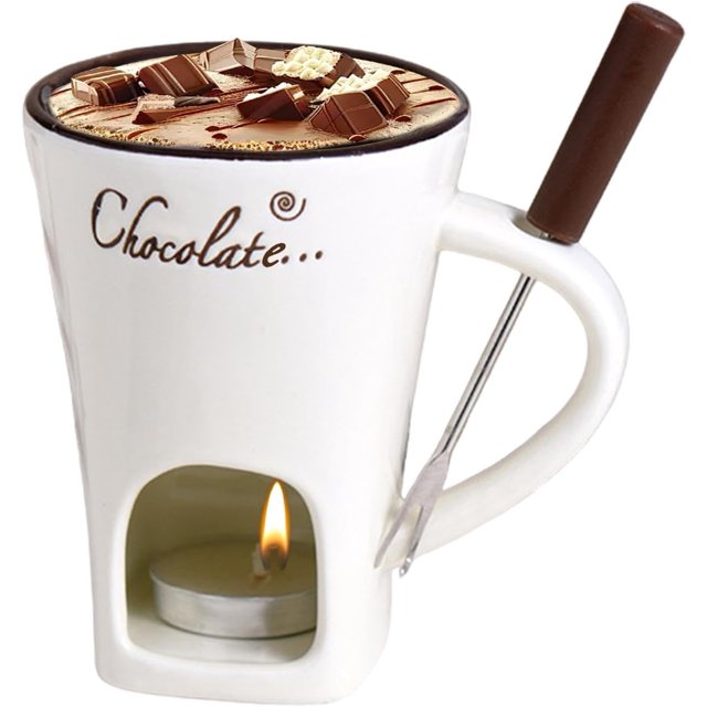 Tea Candle Fondue Set - Chocolate Fondue Mug Set - Chocolate Melting Mug Use The Included Tea Light Candles To Heat And Create A Cozy Atmosphere While Keeping The Hot Pot Warm
