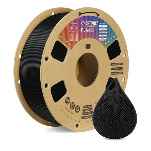 PLA Filament 1.75mm, Neatly Wound 3D Printer Filament 1kg Spool (2.2lbs), Dimensional Accuracy /- 0.02 mm, Fit Most FDM 3D Printers (Black 1-Pack)