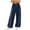 Dark Blue, variant on Levmjia Women's Color Block Wide Leg Pants Casual Drawstring Track Pants High Waisted Barrel Trousers with Pockets