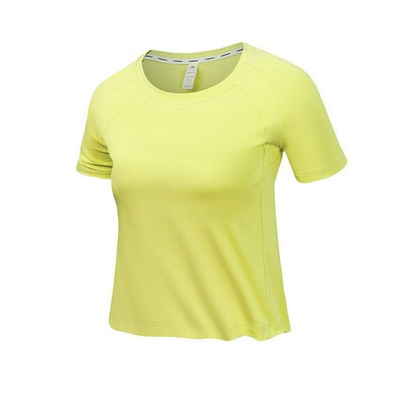 Timegard Running Tops for Women Round Neck Short Sleeve Cropped Athletic Workout Gym Tops Solid Color