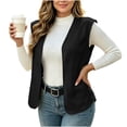 thumbnail image 3 of Feancey Womens Sleeveless Cardigans Lightweight V Neck Open Front Cardigan Vest Curved Hem Solid Color Waistcoat Dressy Casual Layering Vests for Daily Office Wear Black XXL, 3 of 6