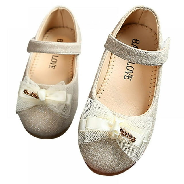 Wuffmeow Girls Ballet Flats Shoes Lace Bow Design Princess Soft Soled Shoes