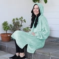 thumbnail image 4 of Women’s Plush Hoodie Sweatshirt Dress, Casual Pullover Sweater with Kangaroo Pocket, One Size, 4 of 7