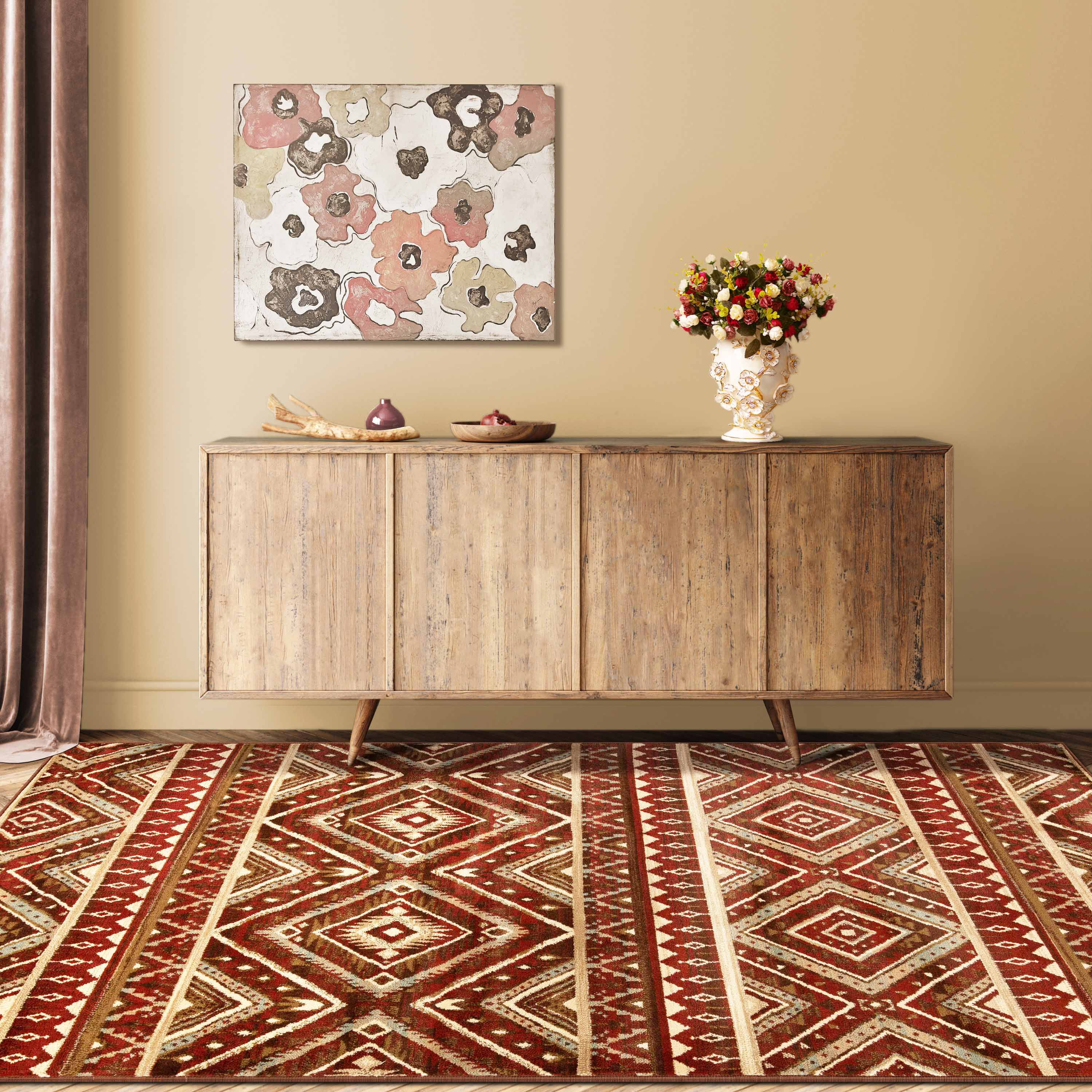 Superior Southwestern Rustic Power-Loomed Indoor Area Rug, Taupe, 5' x 8'