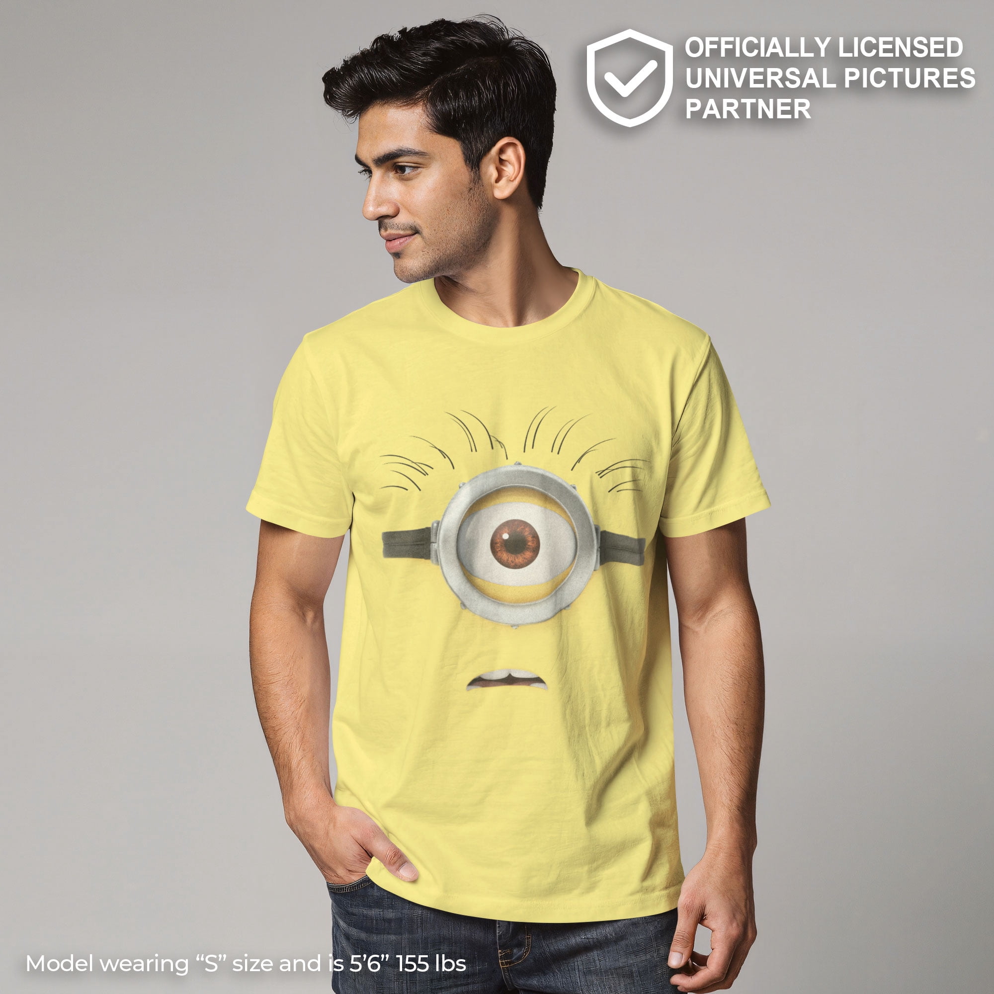 Men's Despicable Me Minions Shocked Face Minion Carl Big Face Graphic Tee Banana X Large