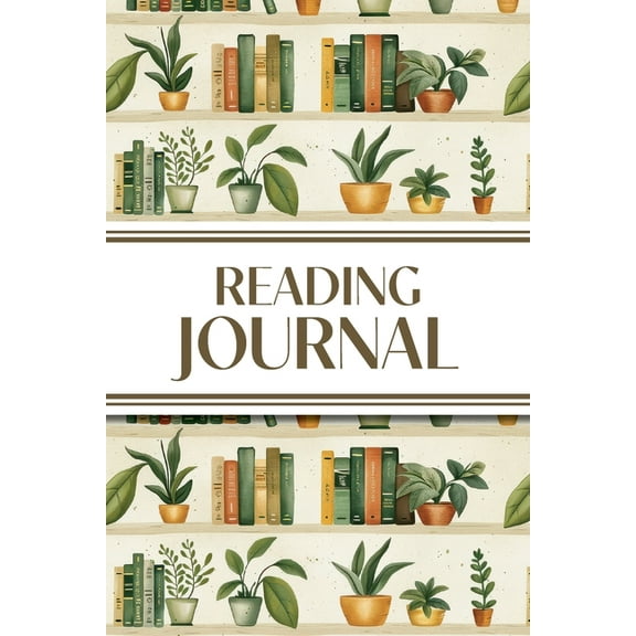 Reading Journal (Bookshelves with Greenery): 6"x9" Book Lover's Diary; Book/Series Reviews, Reading Track, (Paperback)