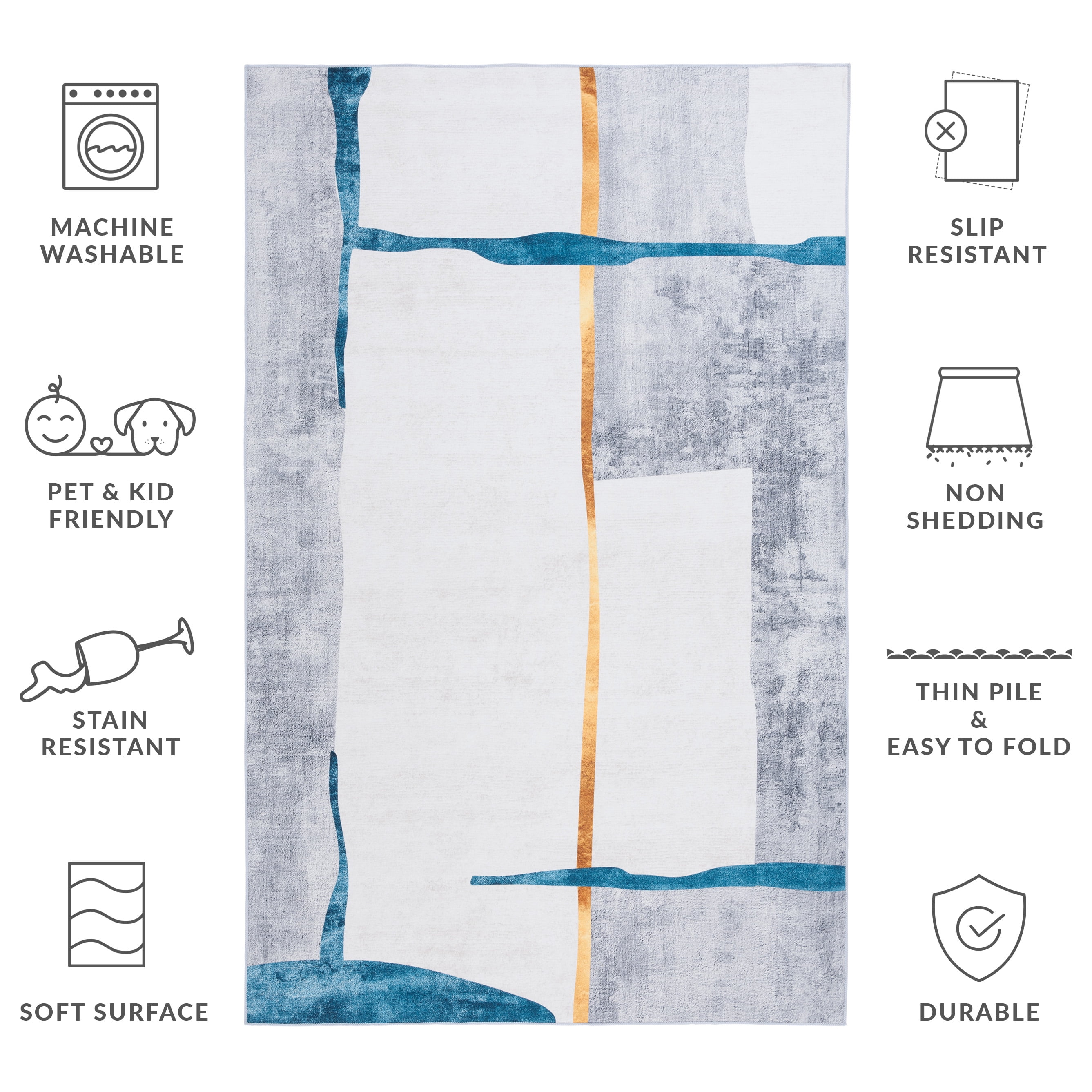 SAFAVIEH Malibu Calla Abstract Polyester Machine Washable Area Rug, Gray/Light Gray, 6' x 6' Round