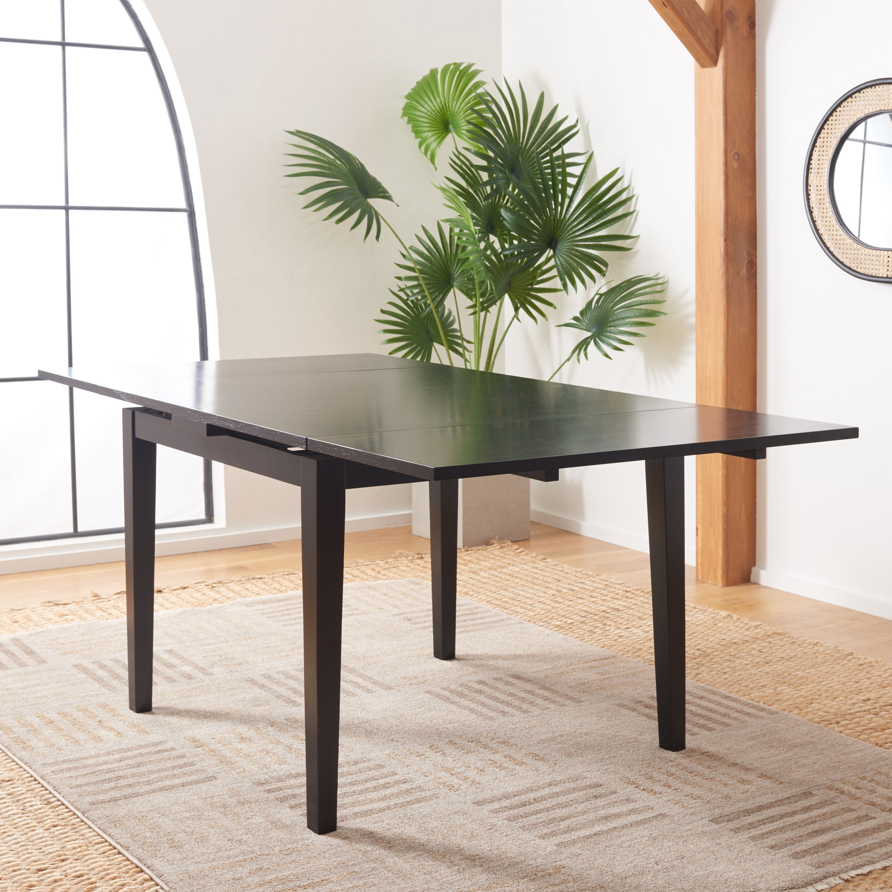 SAFAVIEH Cullen Extension Dining Table, Black (69.50 in. W x 38 in. D x 30.12 in. H/36.64 in. W x 37.64 in. D x 30.31 in. H)