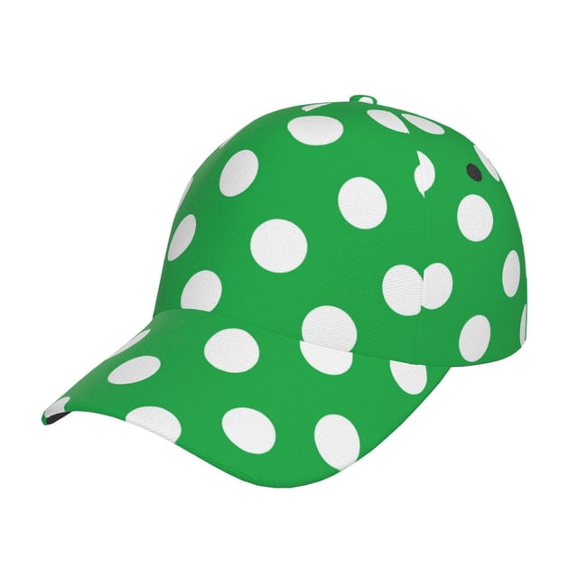 Fotbe Green And White Polka Dot Gorro Clásico de Béisbol, Gorra Ajustable con Broche Snapback, Gorro de Exterior de Algodón Suave
