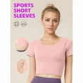 thumbnail image 4 of Top-kevin Women'S Athletic Crop Top with Cross-Back Design and Built-In Bra Pads - Short Sleeve Activewear for Running, Yoga, Cycling - Breathable, Stretchy, Purple, Cycling Top, 4 of 10