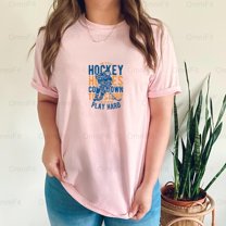 OmniFit28 Time To Play Hockey Ice Sports Rink Passion Game Graphic Player Fan T-Shirt, for Unisex, up to size 5XL.