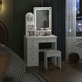 thumbnail image 4 of KULAGAGA Makeup Vanity with 5 Drawers and Shelves, Vanity Set with Mirror and Light for Bedroom, Makeup Organizer Dressing Table, White, 4 of 8