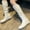 White, variant on Womens Winter Boots ShoesLarge Pile Up Comfortable Flat Bottomed Solid Color Knee Length Women's Boots