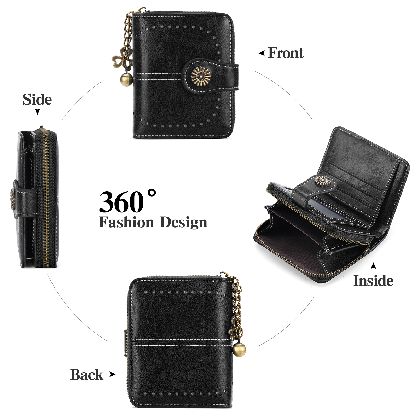 GOIACII Womens Small Leather Bifold Wallet photo 7