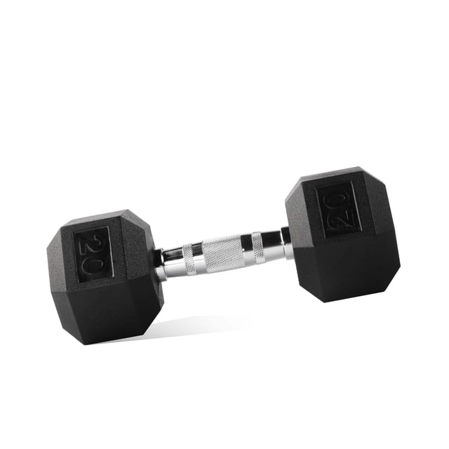 Mancuerna Pesa Hexagonal Cromada 20 Libras 9.07 kg con Cubierta de Caucho Agarre Antideslizante
