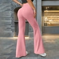 thumbnail image 2 of Pantalones rectos de yoga para mujer: tiro medio, pierna ancha, cintura elástica, bolsillos laterales profundos, lavado a mano, poliéster-spandex, tallas XS-XL, para el trabajo/el fin de semana., 2 of 5