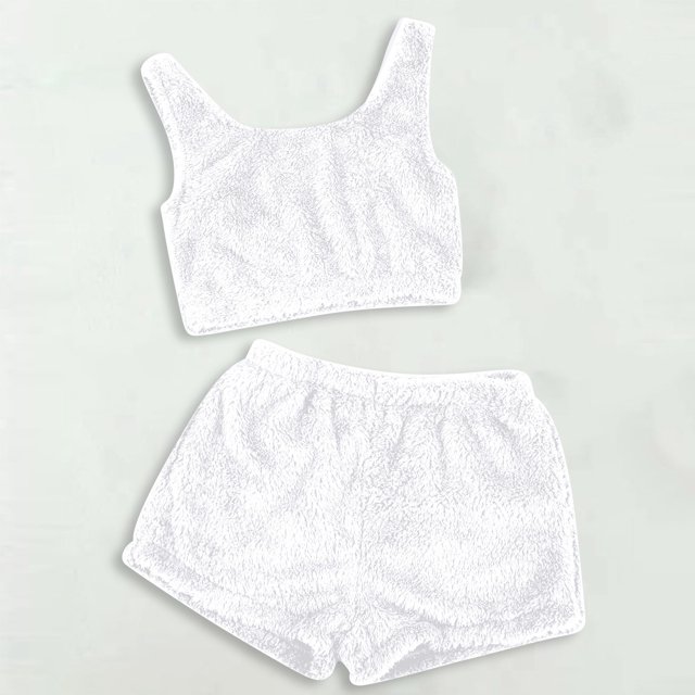 MKLEKYY Conjunto Casual De Dos Piezas Para Mujer, Camiseta Sin Mangas Y Pantalones Cortos De Color Liso, Ropa De Dormir Cómoda Y Ropa De Estar Por Casa.