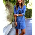 thumbnail image 2 of Sunisery Womens Blue Jeans Denim Summer Dress T-Shirt Long Sleeve Casual Loose Shirt Dress, 2 of 6