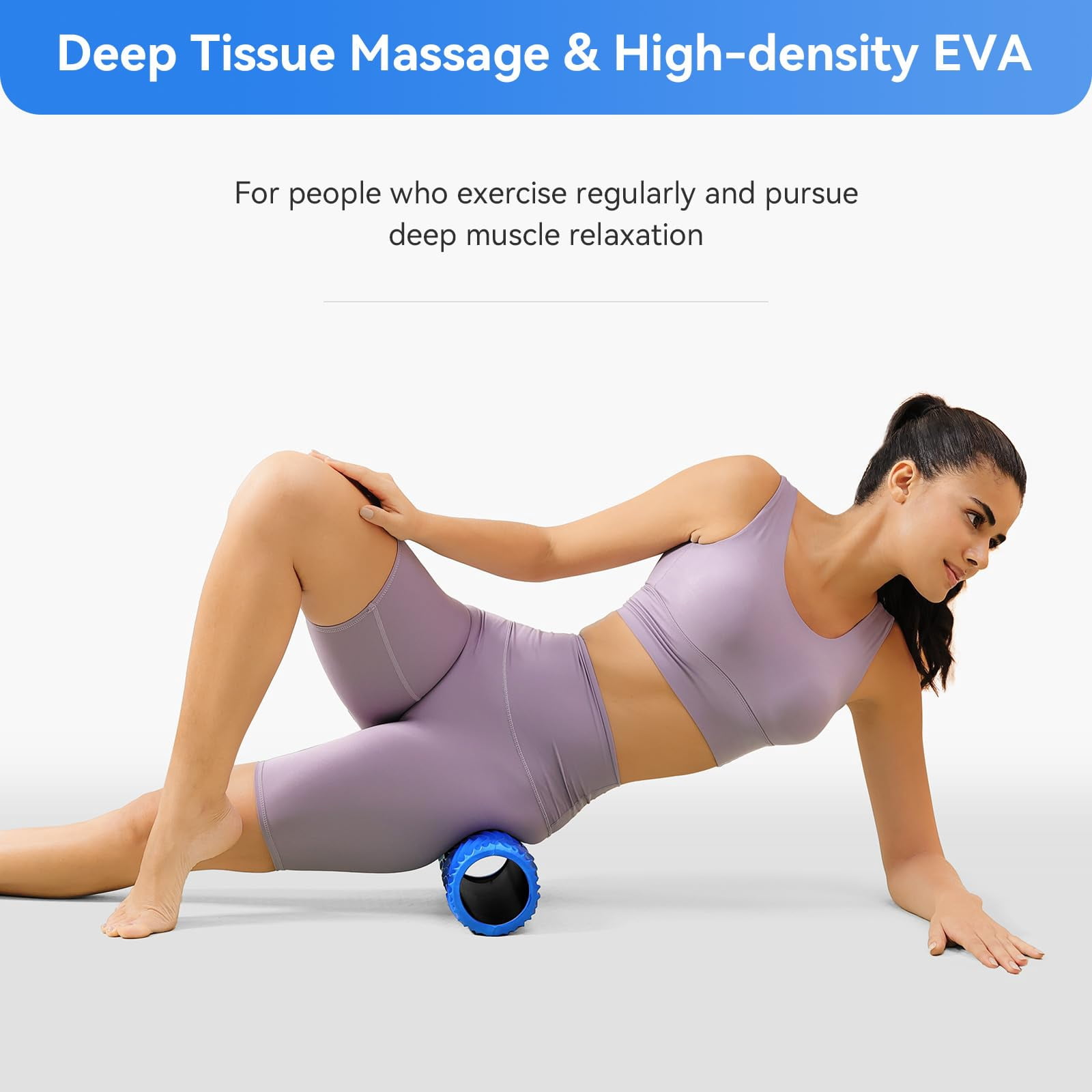 Foam Roller Medium Density For Deep Tissue Massage Of The And Leg - Self Myofascial Release  Wave Textured Fitness Pilates Yoga