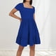 thumbnail image 2 of Vestido de playa con cuello cuadrado para mujer: corte A plisado, cuello cuadrado, ligero, informal/vacaciones, tejido transpirable., 2 of 4