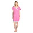 thumbnail image 5 of Casual Nights Women's Rayon Short Sleeve Stripe Dorm Sleepwear Nightshirt - Pink Fuchsia - Large, 5 of 5