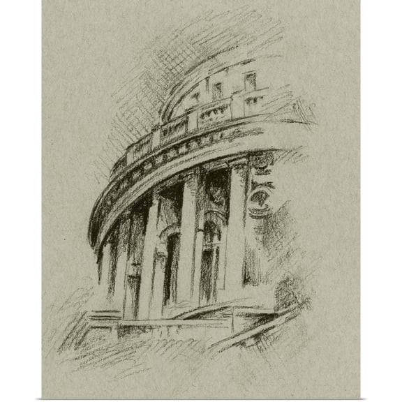 Great BIG Canvas | Rolled Ethan Harper Poster Print entitled Charcoal Architectural Study I