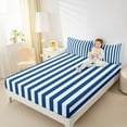 thumbnail image 4 of Feelyou Blue Abstract Teens Queen Sheet Sets, Modern Geometric Lines Flat Sheet, Farmhouse Ticking Stripes Queen Fitted Sheet, Luxury Bedroom Decor, 4pcs, 4 of 7