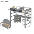 thumbnail image 5 of Euroco Modern Wood Twin Size Loft Bed with Desk and Drawers, Blackboard and Shelves for Kids Teens, Gray, 5 of 11