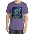 thumbnail image 2 of Wild Bobby, Rocking Out Skeleton Playing Guitar, Streetwear, Garment-Dyed Washed Look Short Sleeve T-Shirt, Purple, Large, 2 of 3