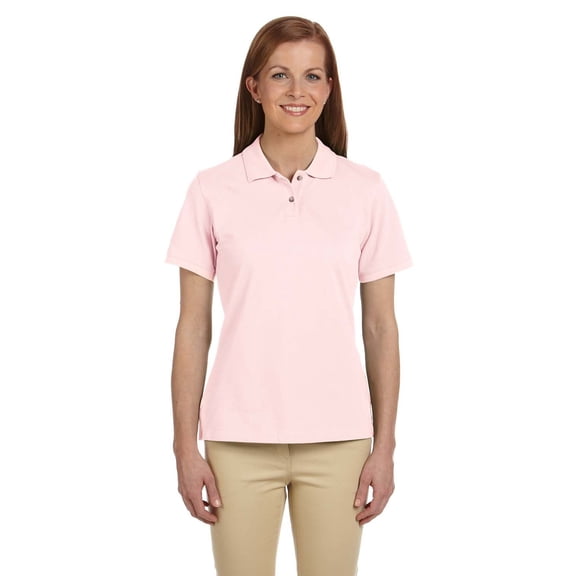 The Harriton Ladies 6 oz Ringspun Cotton PiquÃƒÆ’Ã‚Â© Short Sleeve Polo Shirt - BLUSH - 2XL