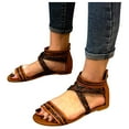 thumbnail image 1 of Zapato de punta redonda bohemio coreano plano con cremallera romana Wmkox8yii shjk467, 1 of 1