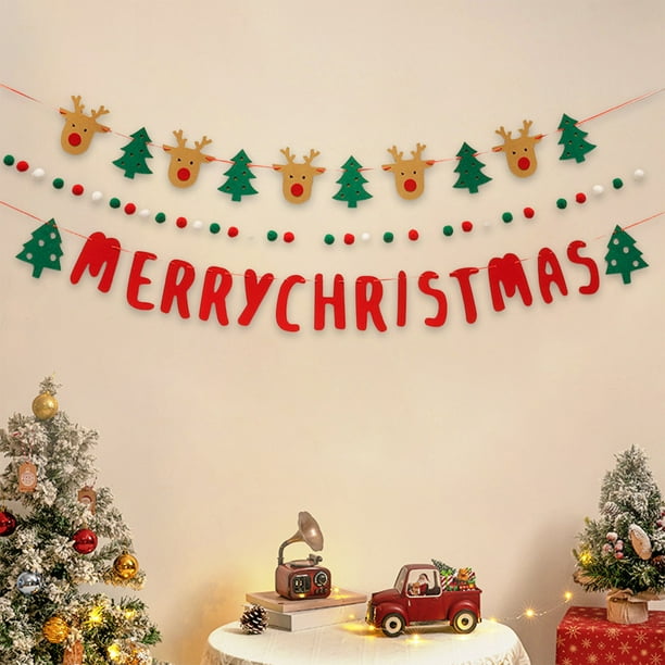 Banderas de Decoración Navideña, Flores, Adornos Colgantes, Diseño de Escena, Luces, Sensación de Ventana, Banderas Colgantes, Árbol de Navidad, Pequeños Colgantes