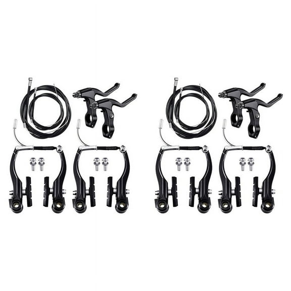 2X Complete Bicycle Mountain Bike Set,V Brake   Outer Cables   Lever   Front&Rear Brake Cable Bike Brake Accessories