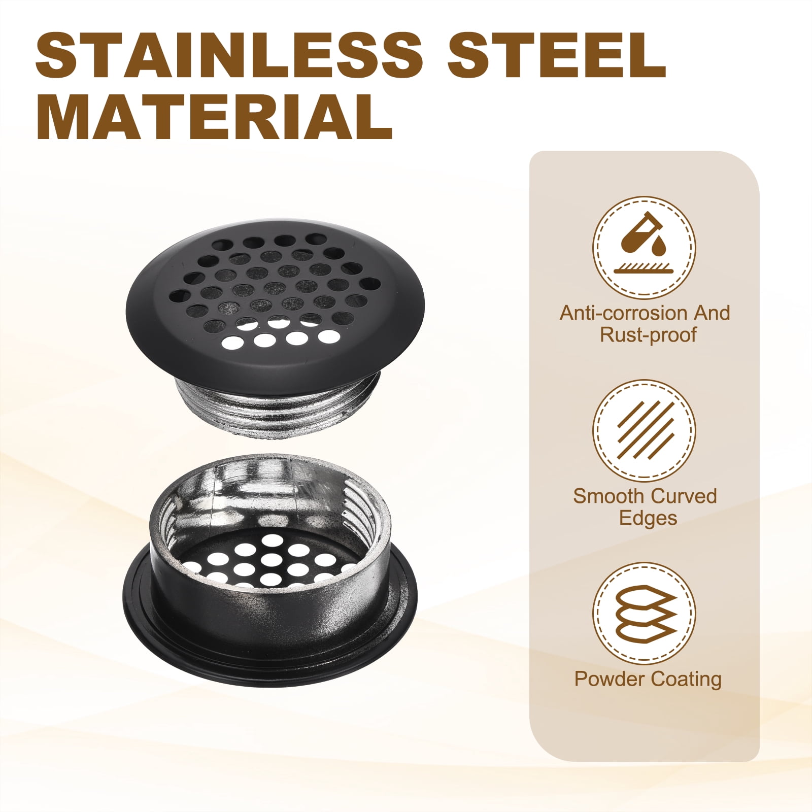 Uxcell 20pcs Circular Air Vents 1.4" (35mm) Stainless Steel Soffit Honeycomb Design Vent Louver Round Mesh Hole Dual Panel Louver for Kitchen Bathroom Shoe Cabinet Wardrobe, Black