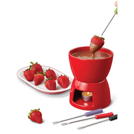 Wilton 5pc Ceramic Non-Electric Fondue Set Red