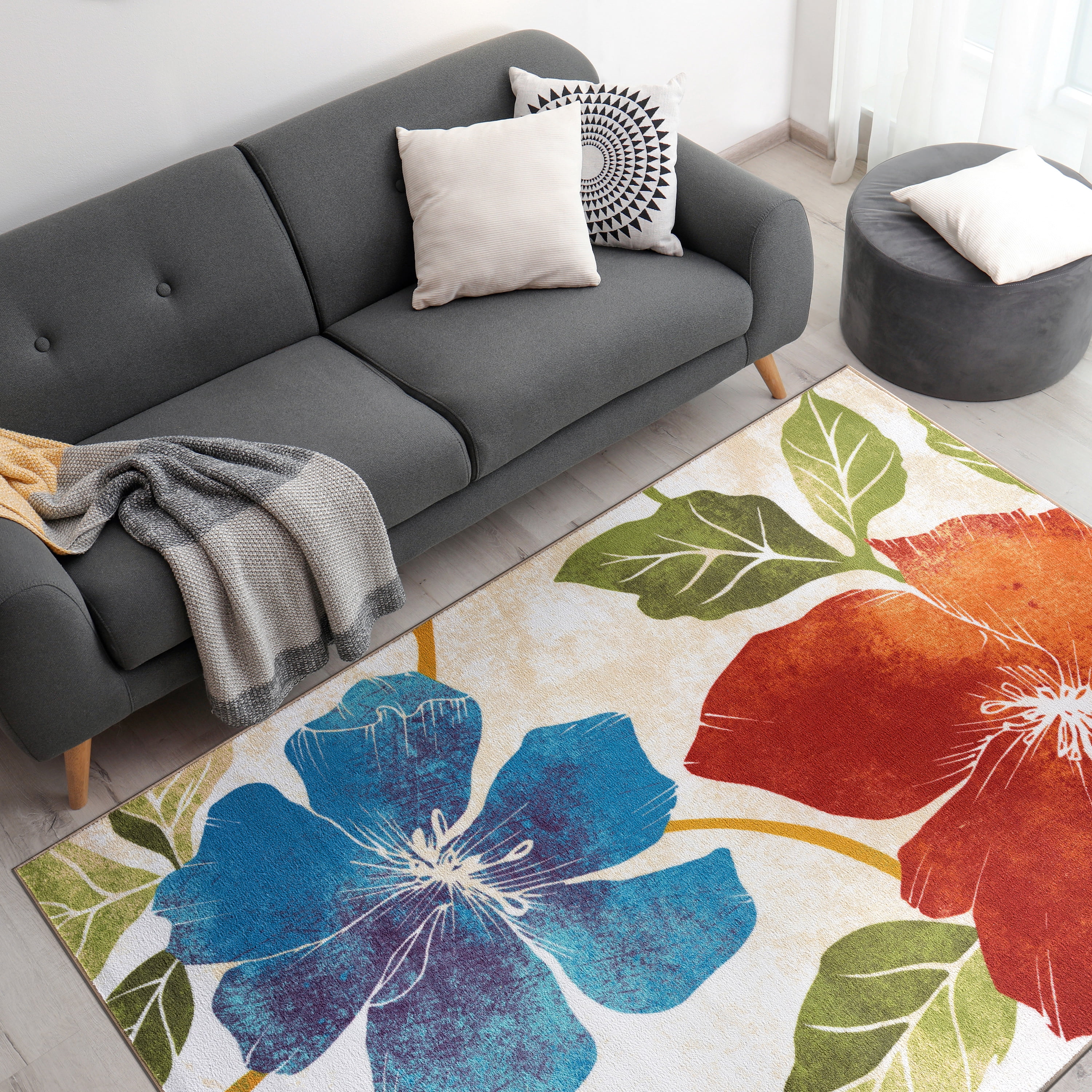 CAMILSON Solana Non Slip Modern Floral Indoor Area Rug Multicolor 5x7