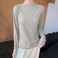 thumbnail image 2 of YOIAVAIOY Women's Mock Turtleneck Shirts, Long Sleeve Mock Neck Pullover Tops Slim Fitted Stretch Undershirt Tee Blouse Gray XL, 2 of 6