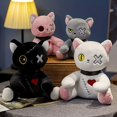 thumbnail image 2 of Peluche de chat gothique effrayant, jouets en peluche de chat fou, poupée d'animaux en peluche de chat effrayant pour décoration de chambre d'halloween, 2 of 4