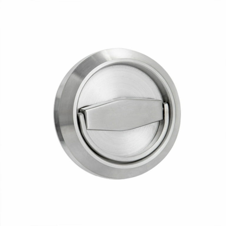 304 Stainless Steel Hidden Recessed Cup Door Handles Lock Furniture Locks  Round Grooved Door Knob/Dead Bolt (Silver,Keyless 60mm Oblique Lock core)