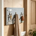 thumbnail image 2 of Rustic Wooden Wall Mounted Coat Rack, Cute House Pattern Sturdy 3 Hooks No Drill Smooth Hook Edges, Entryway Organizer Holders Rack Decor for Key Home Porch Store Apartment Dorm Office Daily Hosting, 2 of 6