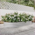 thumbnail image 6 of Planter, Large Oval Modern Metal Raised Garden Bed for Outdoor Vegetables Flowers | Brushed Silver | Oval, 6 of 11