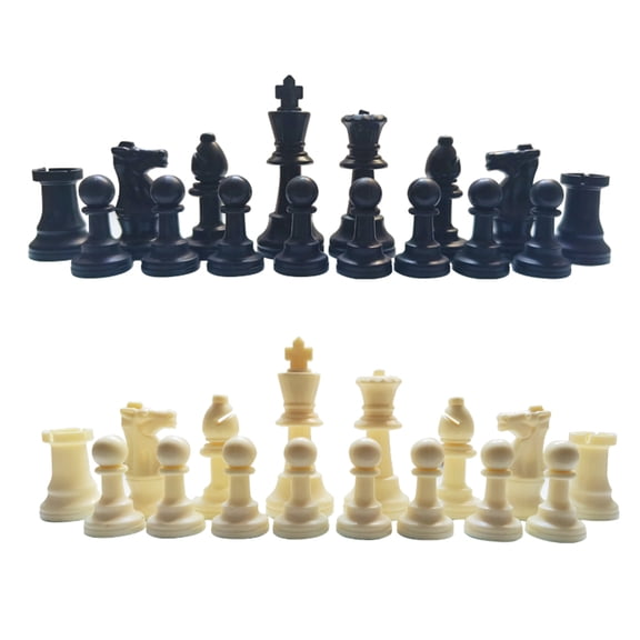 32 Pcs Plastic Chess Pieces International Chess Pieces Standard Tournament Chessmen Pieces for Chess Game