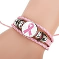 thumbnail image 3 of Bracelet en Cuir Fait Main pour Femmes, Soin Mignon de la Sensibilisation au Cancer, 3 of 3