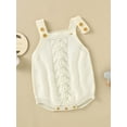 thumbnail image 3 of Gureui Toddler Infant Baby Girls Romper, Adjustable Shoulder Straps Knitting Hollow Out Solid Color Crotch Button Bodysuit, 3 of 9