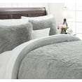 thumbnail image 2 of Chanasya Ultra Soft Longfur 3-Piece Bedding Queen Duvet Cover Set - Shaggy Chic Fuzzy Faux Fur Comforter Cover - Zipper Closure Reversible Mink (1 Duvet Cover & 2 Pillowcases ) Gray - Queen, 2 of 3