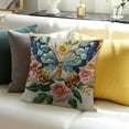 thumbnail image 3 of ZFLMY Square Cushion Cover Butterfly Flowers Embroidery for Home Sofa Couch - 100% Linen Decorative Pillowcase 18x18in, 3 of 5